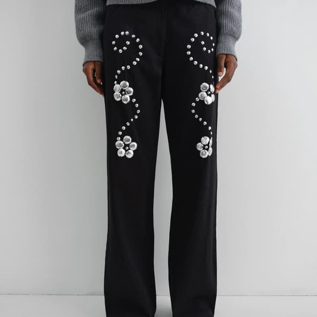 [S] 기마구아스 delya 스터드 트라우저 블랙