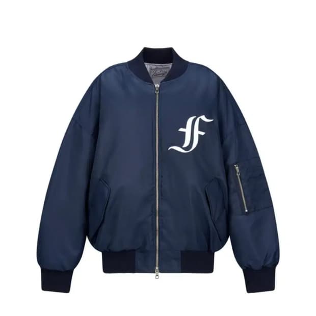 샵페어리 패치 봄버 자켓 네이비