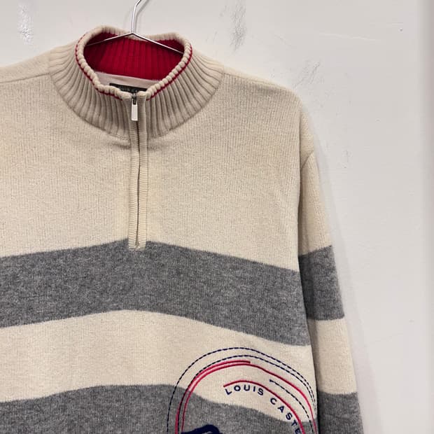 루이까스텔 골프 스트라이프 반집업 니트