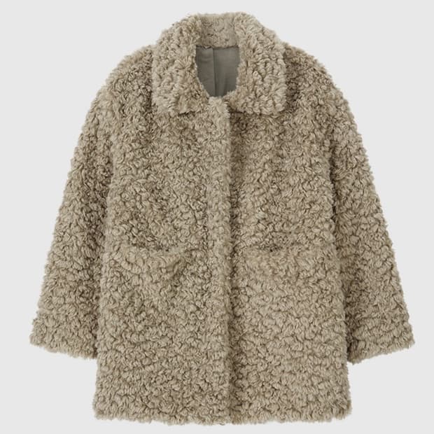 비터셀즈 컬리 카라 퍼 자켓-베이지