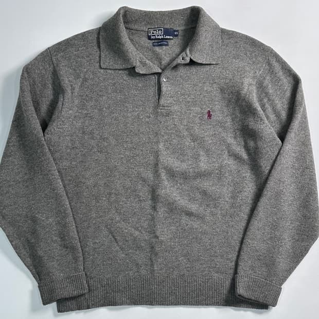 폴로 랄프로렌 그레이 울 카라 니트 