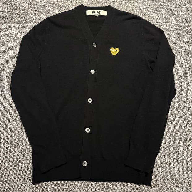 꼼데가르송 골드 하트 와펜 가디건 블랙 XL