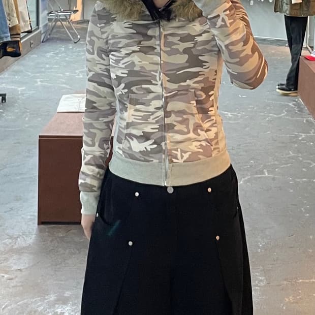 빈티지 y2k 울프죠 카모라이트 후드집업 H1591