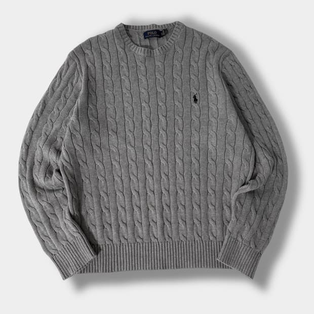 폴로 랄프로렌 오버핏 신형 그레이 꽈배기 니트