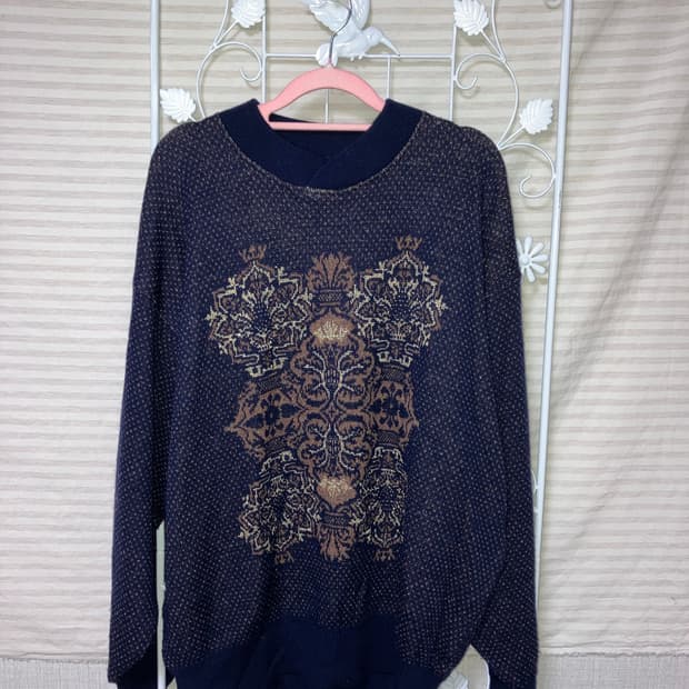 빈티지 네이비 보헤미안 니트 y2k 스트릿 갸루 펑키 일본빈티지537