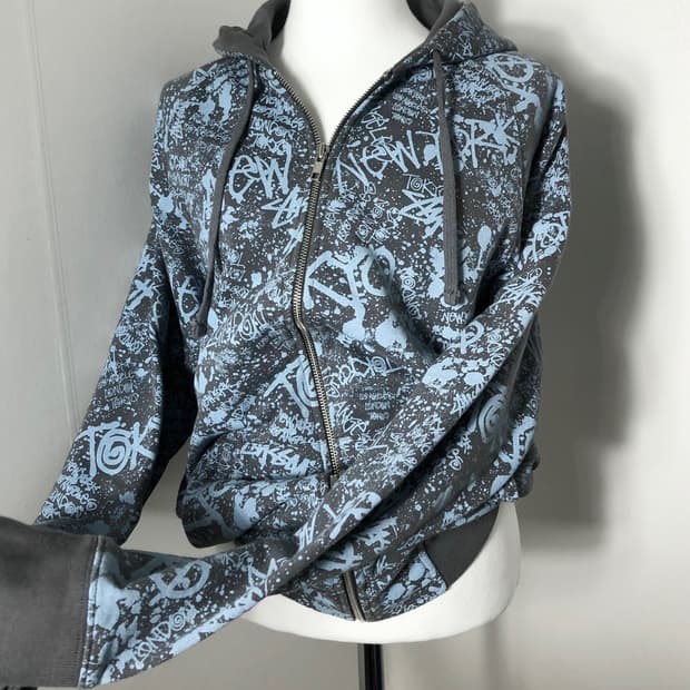 스투시 낙서 올드 후드집업