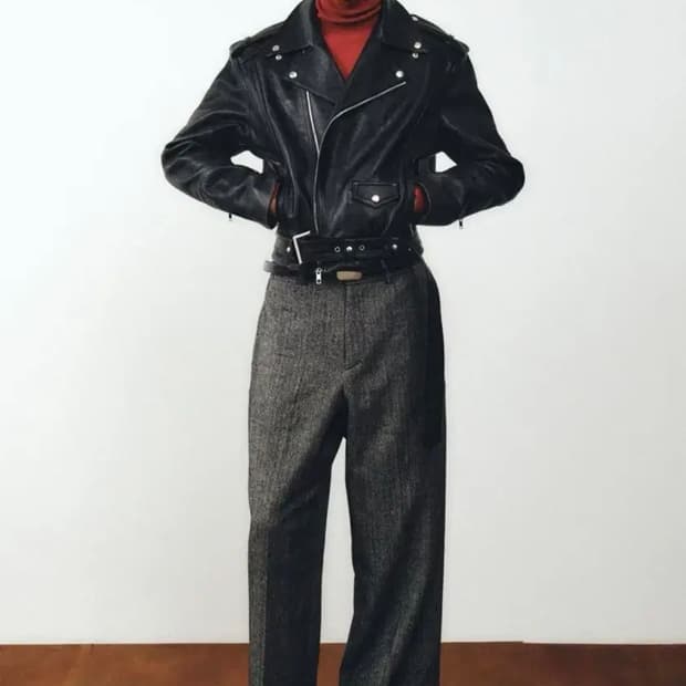 (급처) 노이어 - 앤틱 카우 레더 크롭 라이더자켓