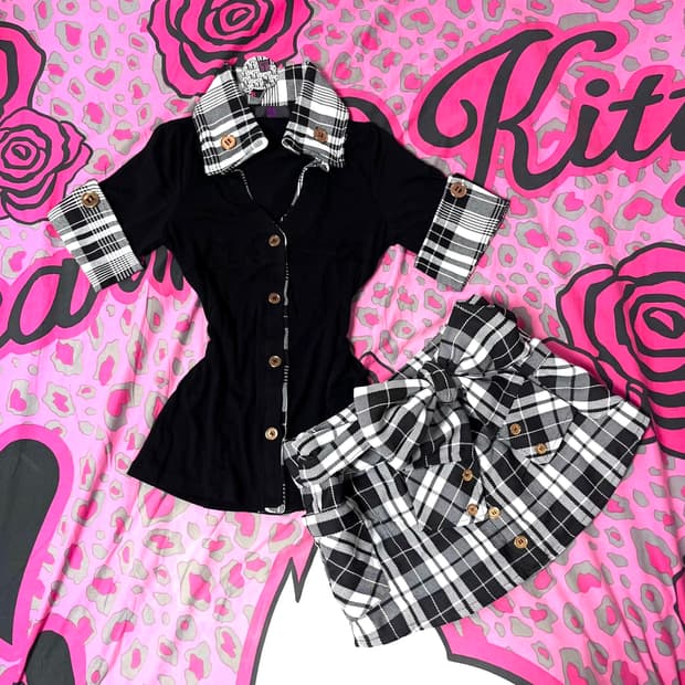 MA*RS마즈 스쿨갸루 리본 체크 스커트 고갸루 오네 핀터 긱시크 y2k