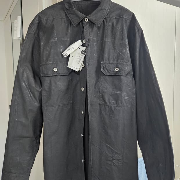 릭오웬스 다크쉐도우 왁스 코팅 블액 셔츠 m