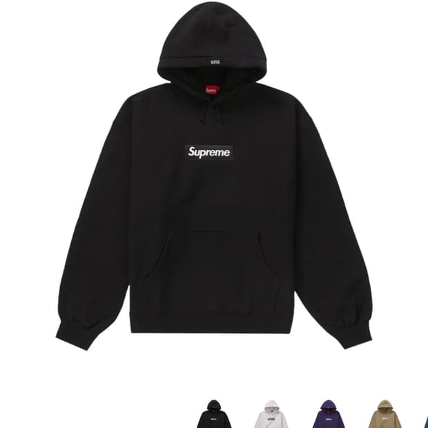 23FW 슈프림 박스로고 후드 블랙 M