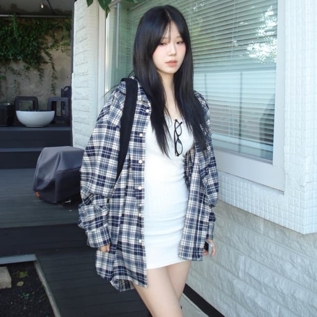 아워캐비넷 heavy check shirts