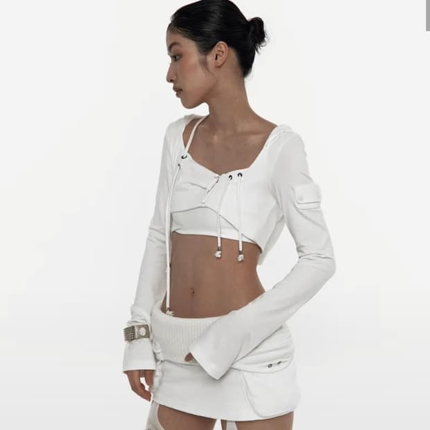 카시코 후디드 볼레로 화이트