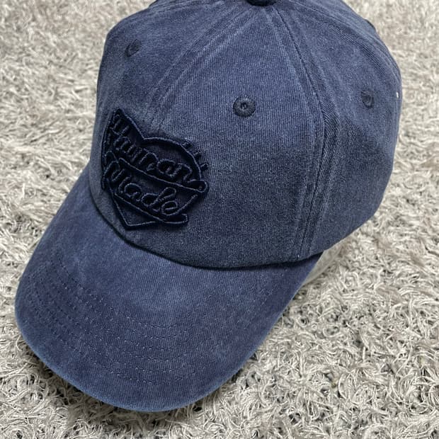 휴먼메이드 로고자수 빈티지워싱 네이비 캡 Free