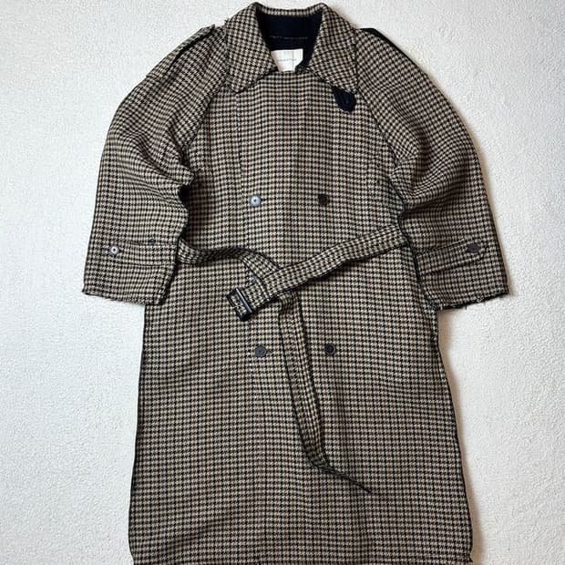 인스턴트펑크 19FW 그런지 하운드투스 벨티드 울 롱코트 PN7842