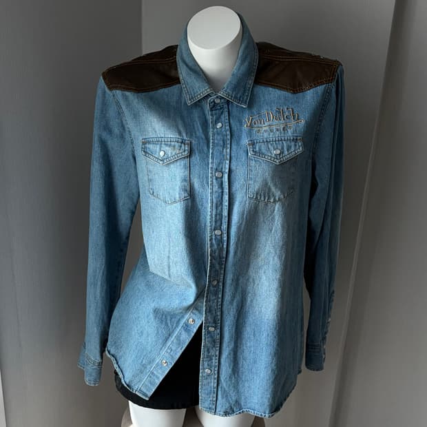 Von Dutch 본더치 레더 데님 자켓