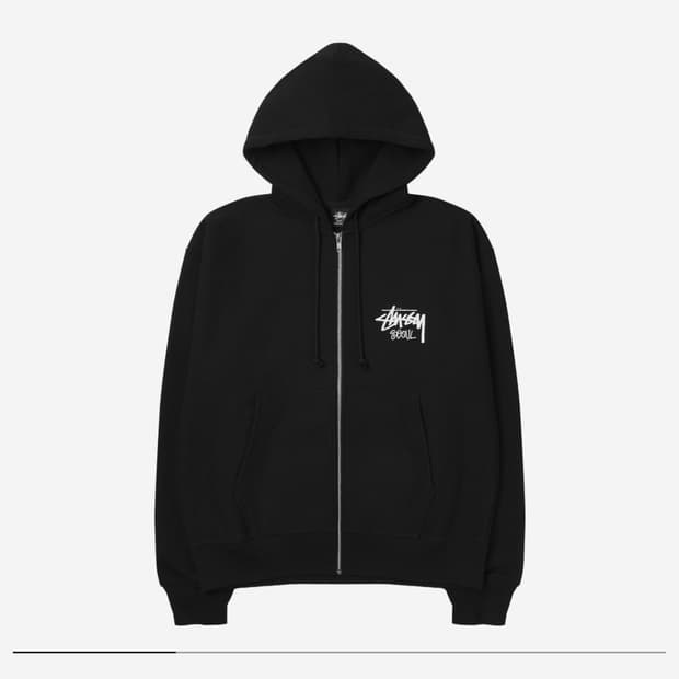 스투시 스탁 서울 2023 후드 집업 블랙