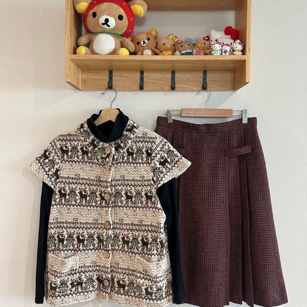 jpn 하구미 스즈코 모리걸 히피 아오이유우 레이어드 코디세트