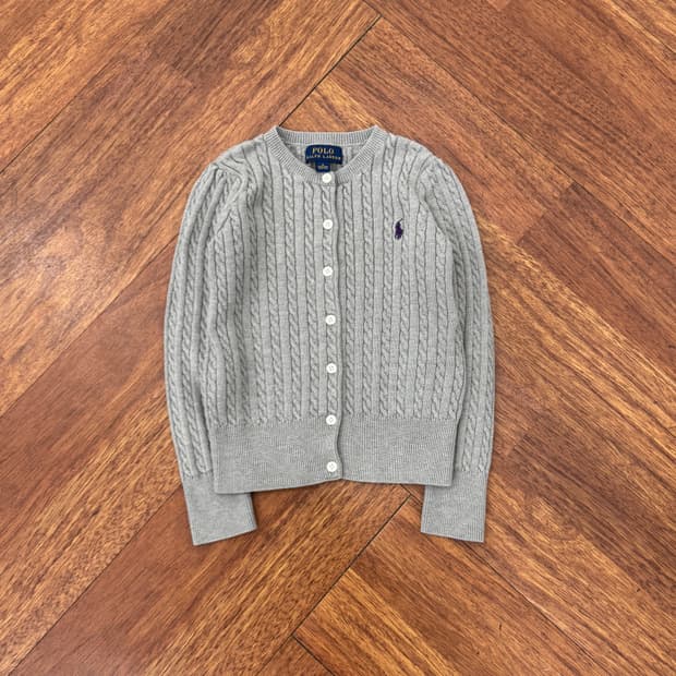 아동용 6(120) 폴로 랄프로렌 아동용 케이블 그레이 니트 가디건 
