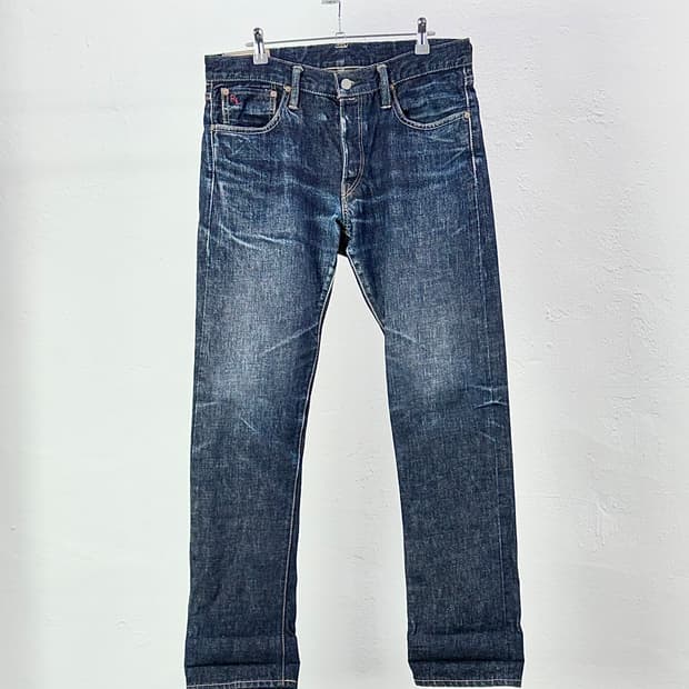 폴로 랄프로렌 버릭 진청 슬림 스트레이트 워싱 데님 팬츠