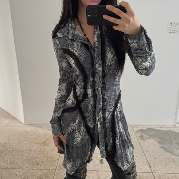 그래픽 오리엔탈 셔츠 원피스