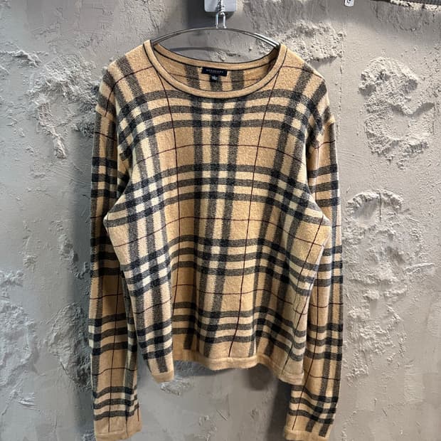 L 버버리 BURBERRY 노바체크 메리노울 니트 베이지