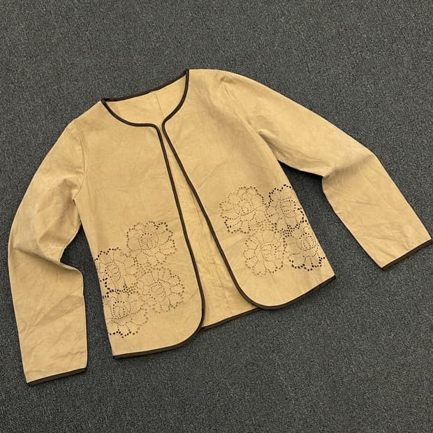 OS)American vintage 스웨이드 여성 펀칭 가디건