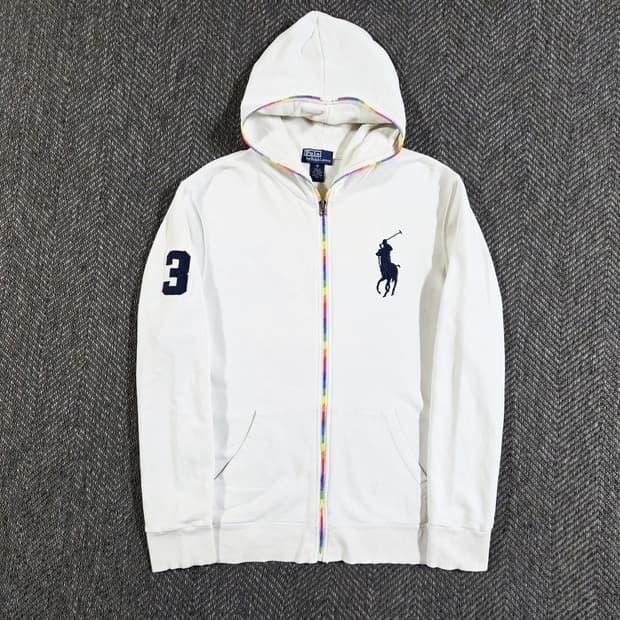 폴로 랄프로렌 빅포니 화이트 풀집업 후드집업
