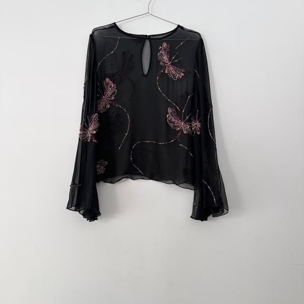 Butterfly see through beads top