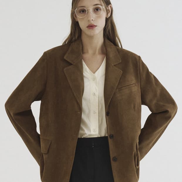 틸버 클래식 비건 스웨이드 자켓 브라운 