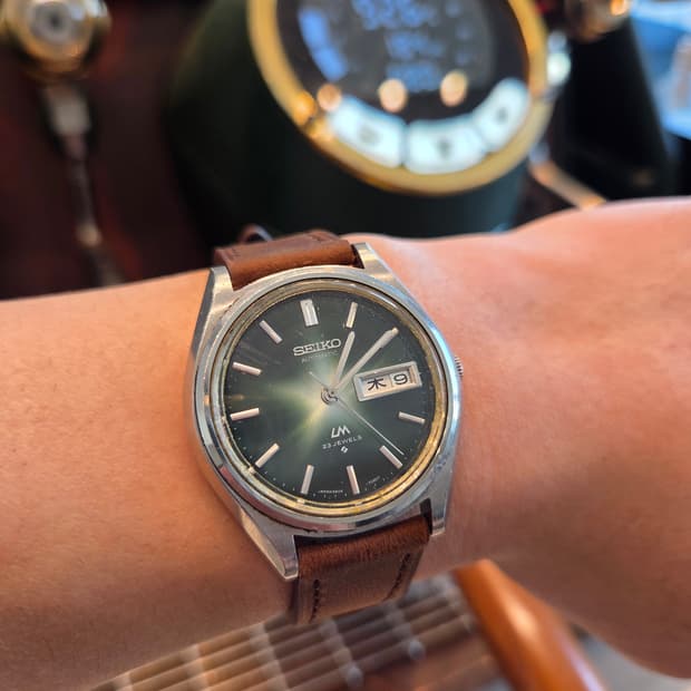 [희귀]세이코LM 로드매틱 5606-7071 녹판 + 신품 소가죽 스트랩