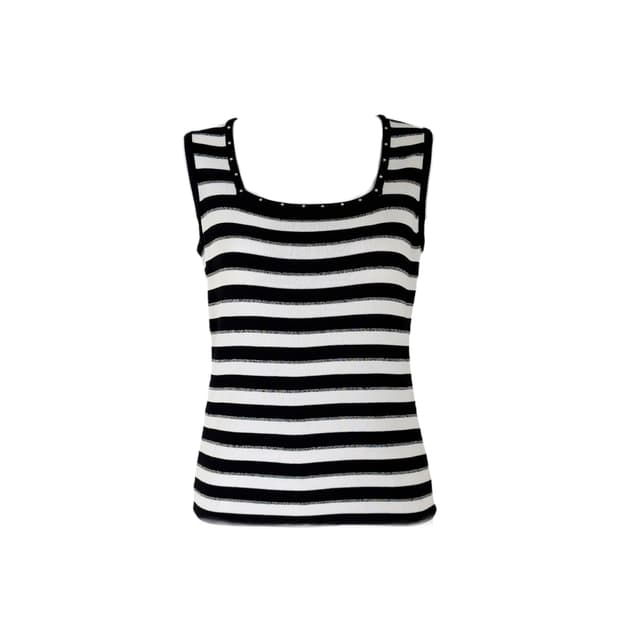 striped knit sleeveless top