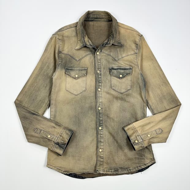 VTG 빈티지 웨스턴 브라운 데님 셔츠 M