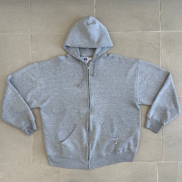 90s 빈티지 러셀 후드집업 그레이 XL