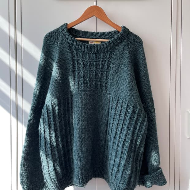 Yliko 그린 헤비 울 라운드 오버핏 니트