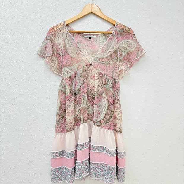 빈티지 MERCURYBUD 레이스 시스루 프릴 미니 원피스