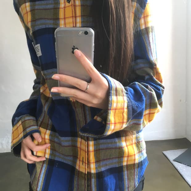 디스이즈내버댓 체크 남방 노랑 블루