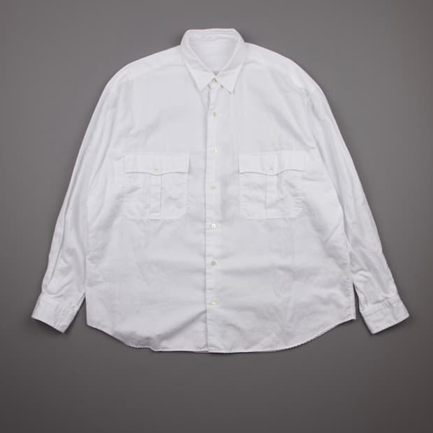 Porter Classic X Alumo 롤업 코튼린넨 셔츠 화이트