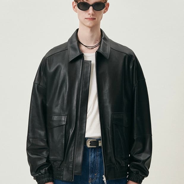 DOFFJASON 도프제이슨 오버핏 램스킨 양가죽 봄버 레더 자켓