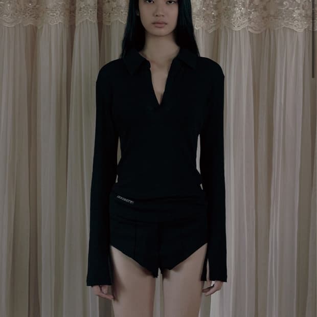 보헤미안 서울 SHEER COLLAR LONG SLEEVE, BLACK