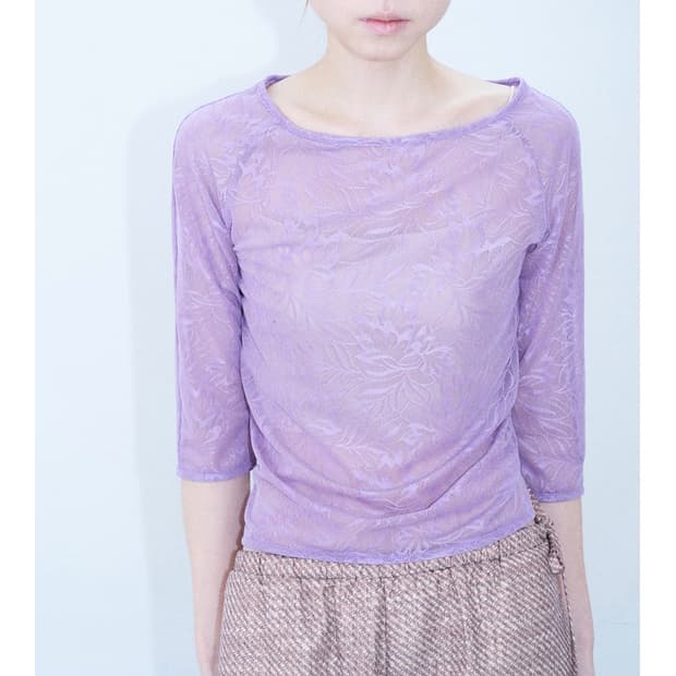 Teak 시어 레이스 라글란 탑