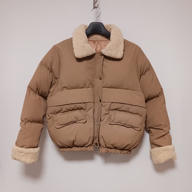 양털카라 크롭 패딩