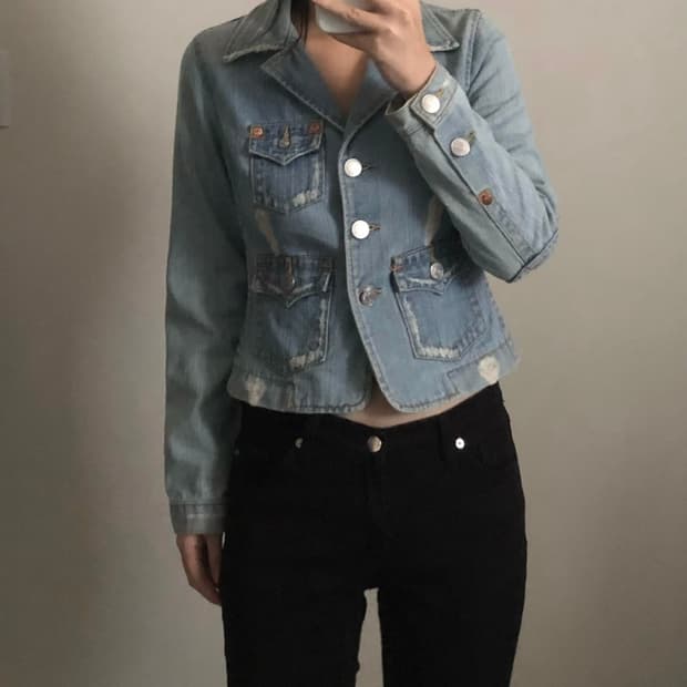 트루릴리젼 y2k 와투케 포켓 신치백 데님자켓