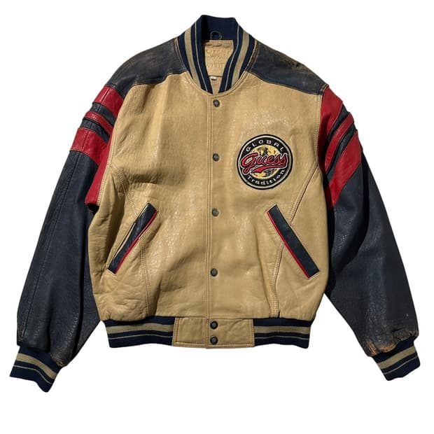 90‘s 게스 레더 바시티 자켓