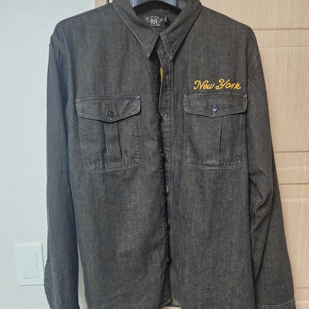 rrl 임브로이더 데님 셔츠