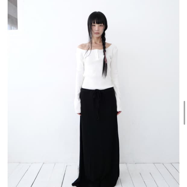 베이비랩 컷팅보트넥 골지 티셔츠