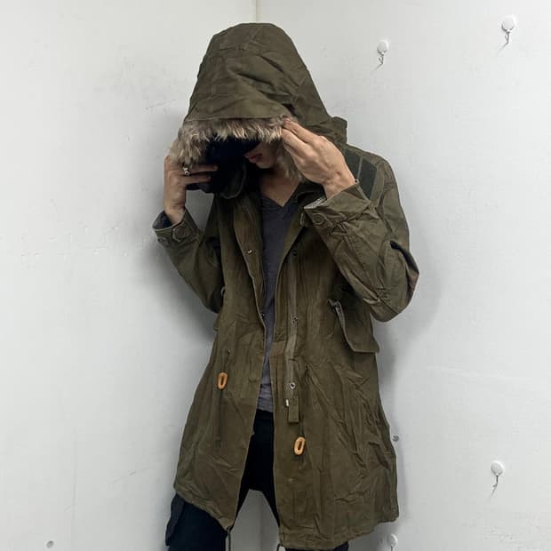 “HARE” Grunge Mood Fur Detail Hooded Fie