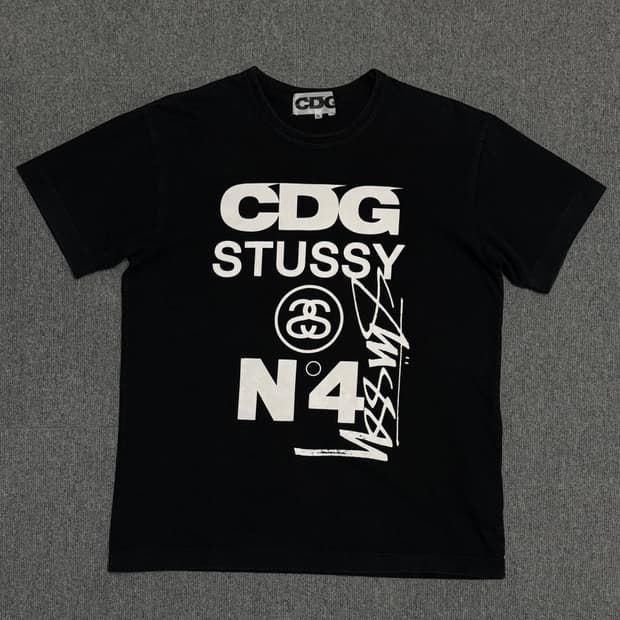 CDG x 스투시 꼼데가르송 티셔츠 블랙