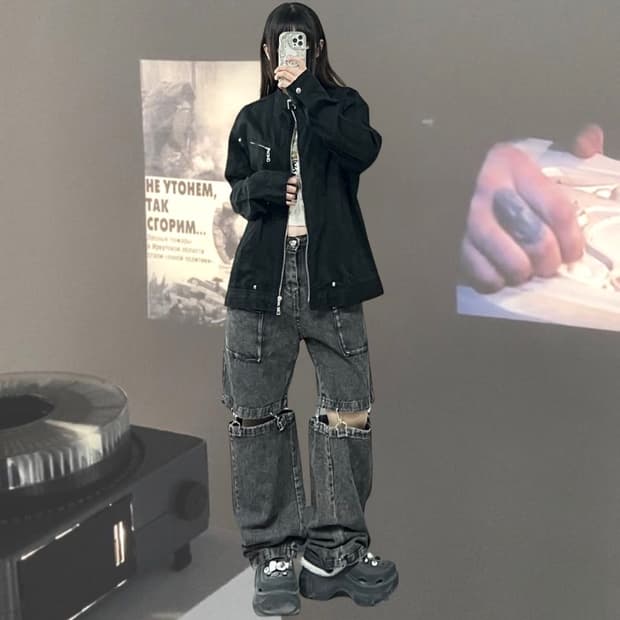 펑크 하이넥 자켓 