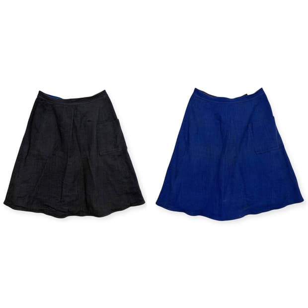 70s 이세이미야케 양면 주름 패턴 앞치마 스커트