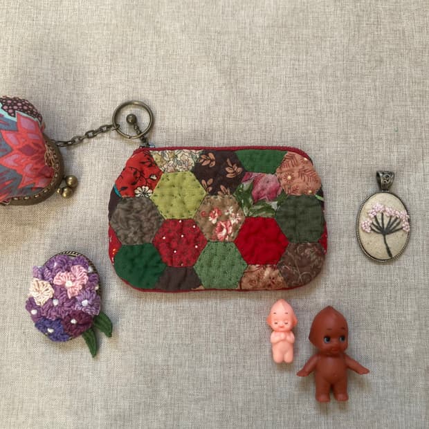 핸드메이드 플라워 패치워크 카드 지갑